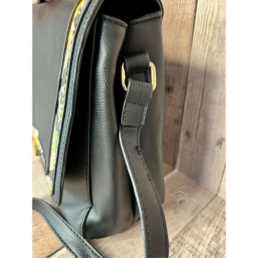 Betsey Johnson Black Leather Top Handle Satchel Crossbody Handbag Retails $100 - Picture 5 of 12